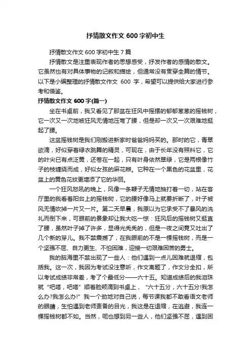 抒情散文作文600字初中生