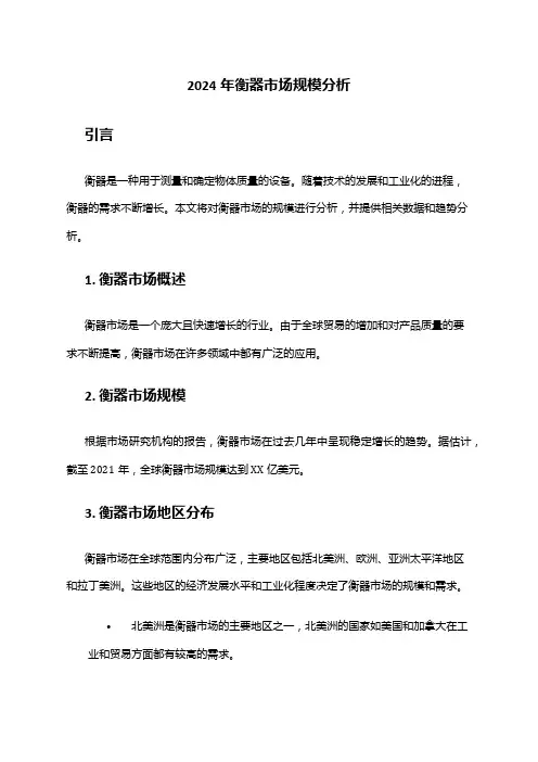 2024年衡器市场规模分析
