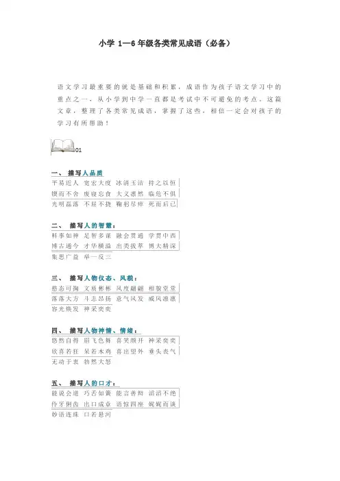 小学1—6年级各类常见成语(必备) 2