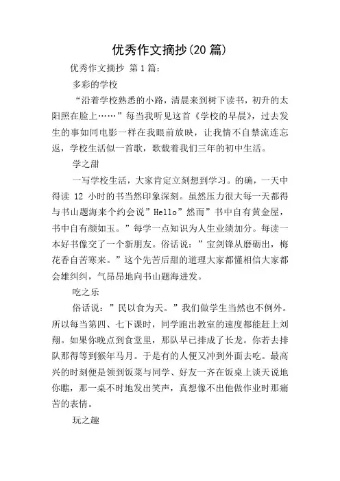 优秀作文摘抄(20篇)