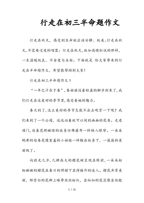 (精选)行走在初三半命题作文(收藏)