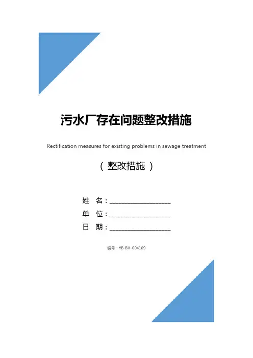 污水厂存在问题整改措施_1
