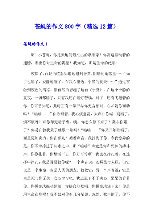 苍蝇的作文800字(精选12篇)