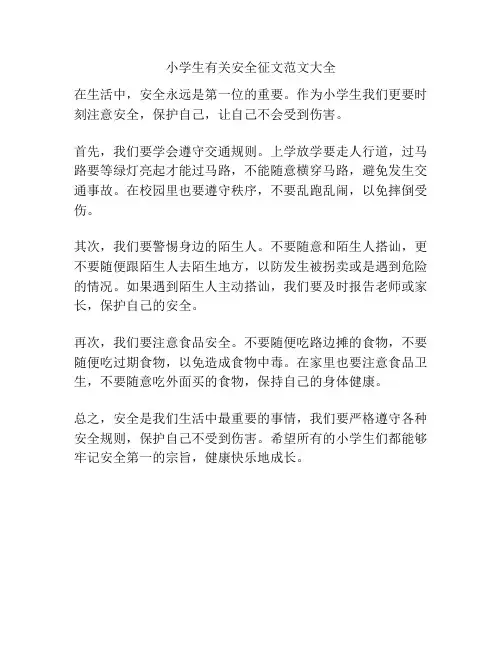 小学生有关安全征文范文大全