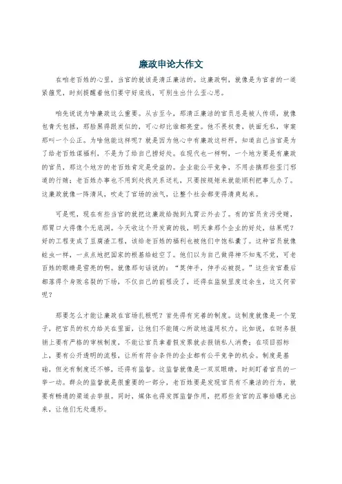 廉政申论大作文