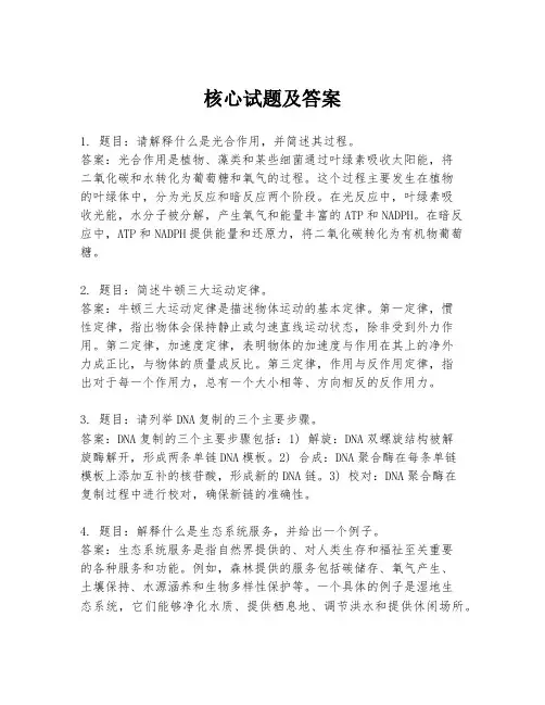 核心试题及答案