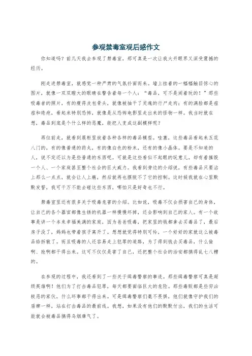 参观禁毒室观后感作文