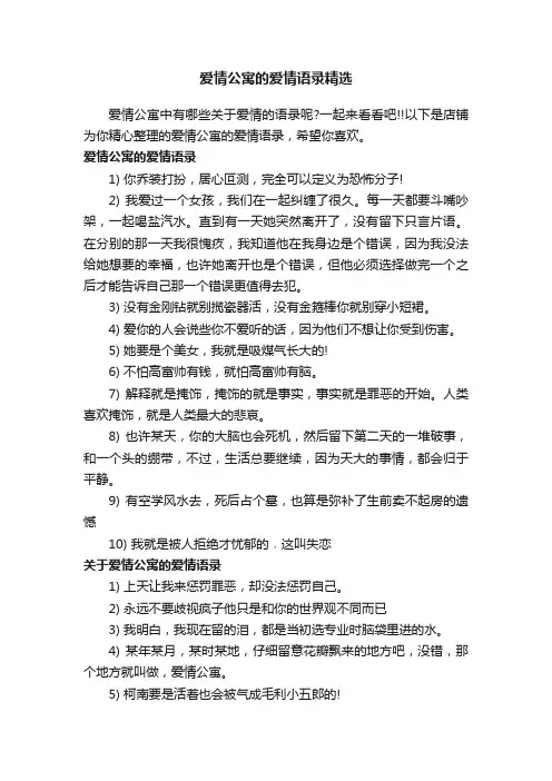 爱情公寓的爱情语录精选