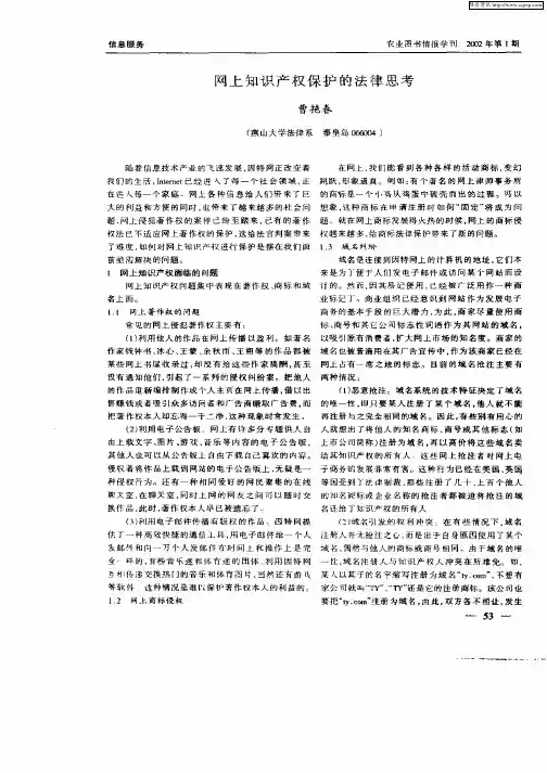 网上知识产权保护的法律思考
