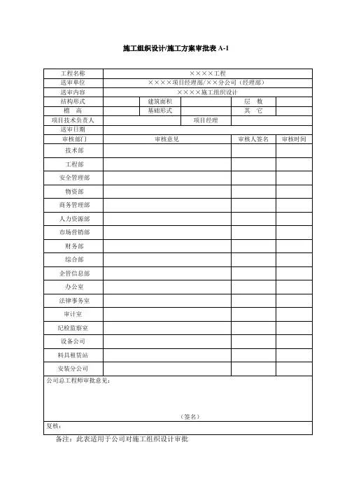施工组织设计、施工方案审批表A-1