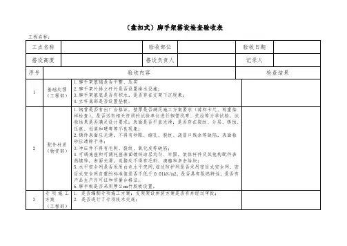 脚手架搭设检查验收表(盘扣)