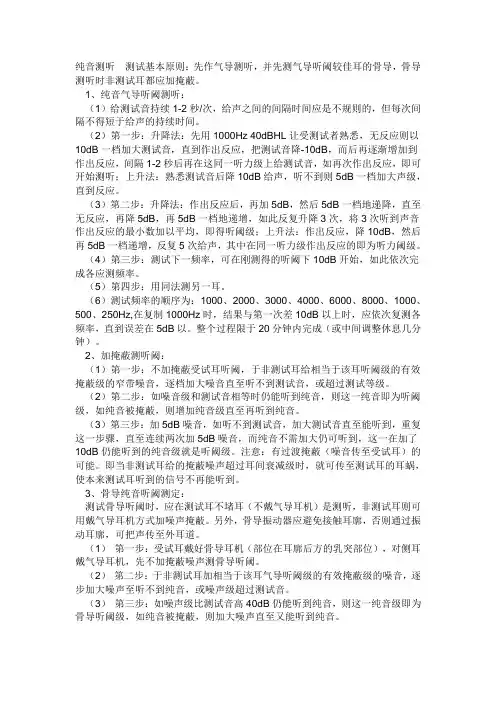 纯音测听  测试基本原则