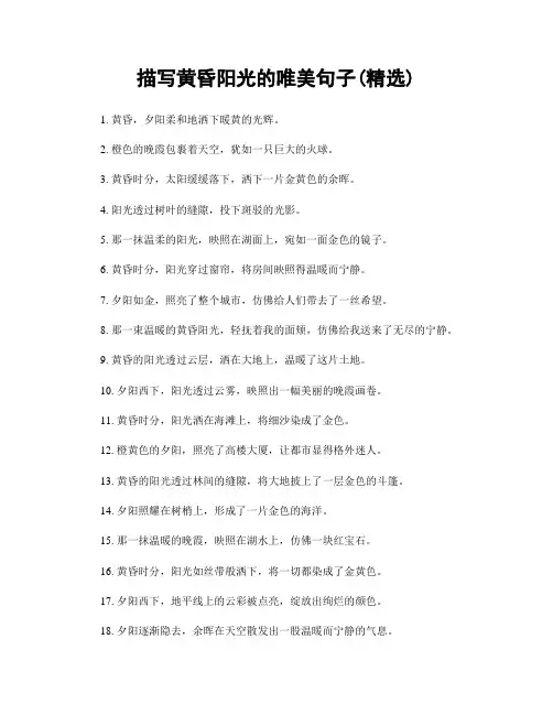 描写黄昏阳光的唯美句子(精选100句)