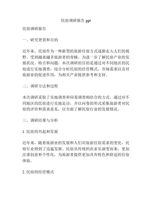 民宿调研报告ppt