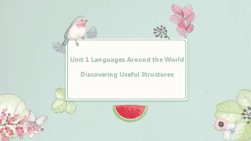人教版必修第一册  Unit 5 Languages Around the World 课件