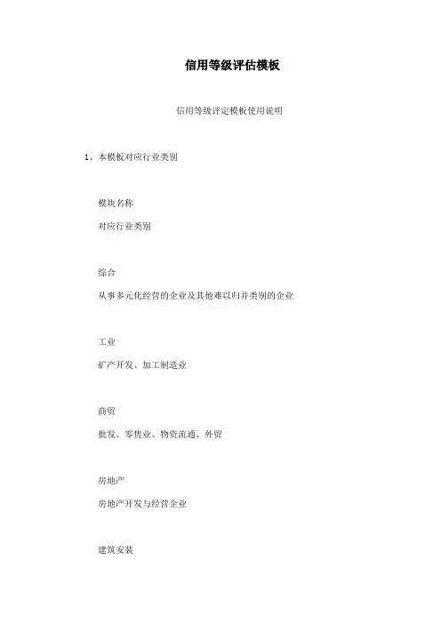 信用等级评估模板