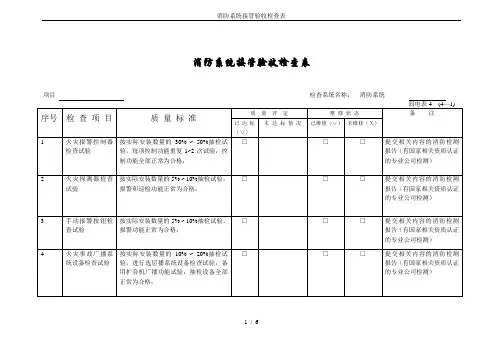 消防系统接管验收检查表