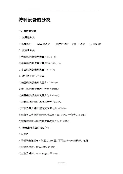 特种设备分类(细分)