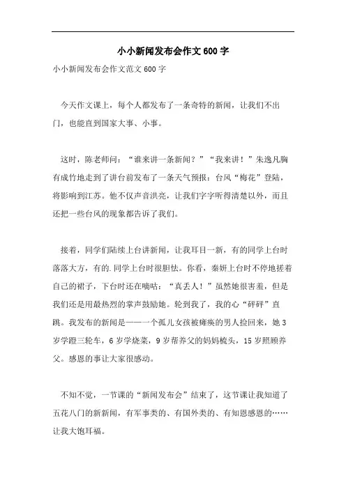 小小新闻发布会作文600字