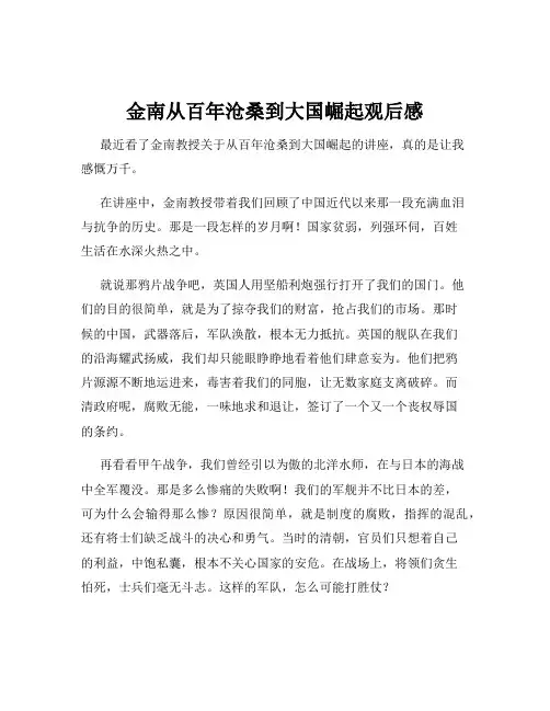 金南从百年沧桑到大国崛起观后感