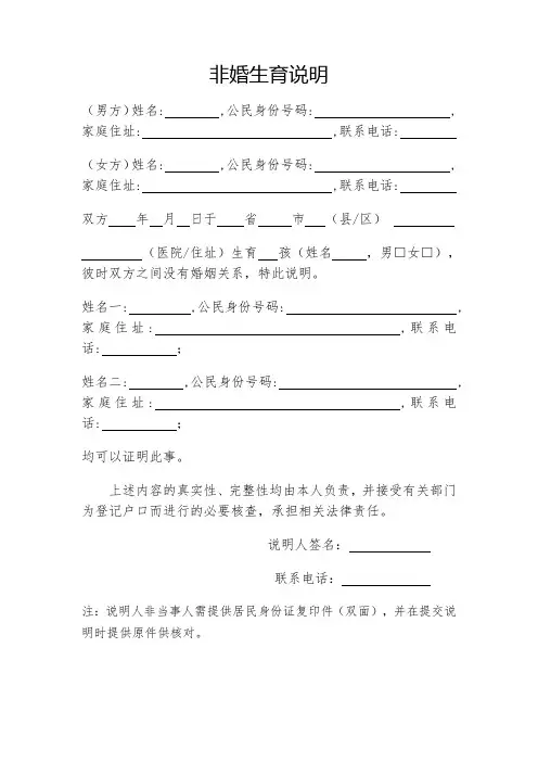 非婚生育说明