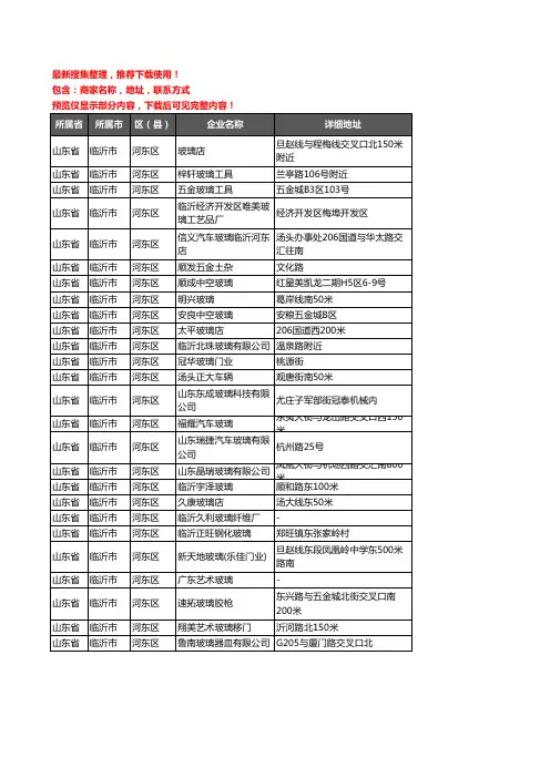 新版山东省临沂市河东区玻璃企业公司商家户名录单联系方式地址大全26家