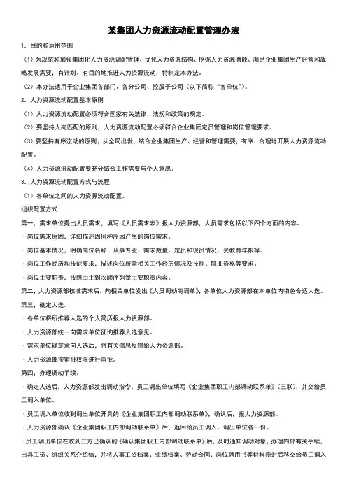 某集团人力资源流动配置管理办法