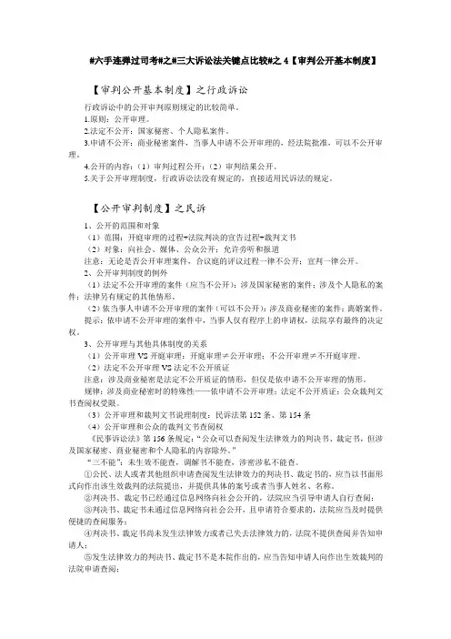 三大诉讼法关键点比较之4【审判公开基本制度】
