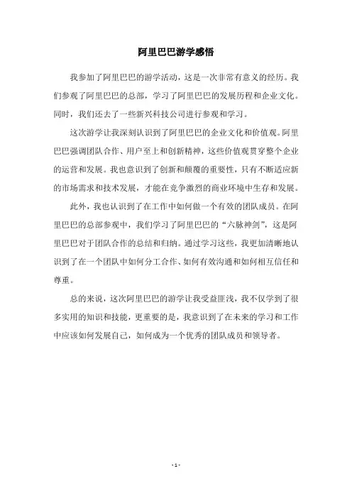 阿里巴巴游学感悟