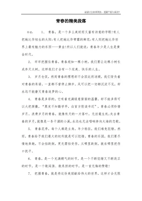 青春的精美段落