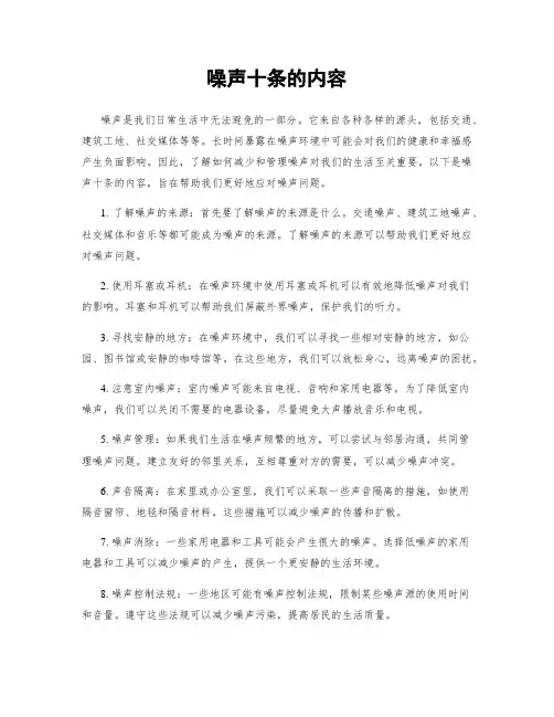 噪声十条的内容