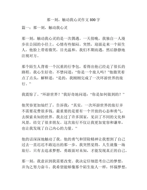 那一刻,触动我心灵作文800字