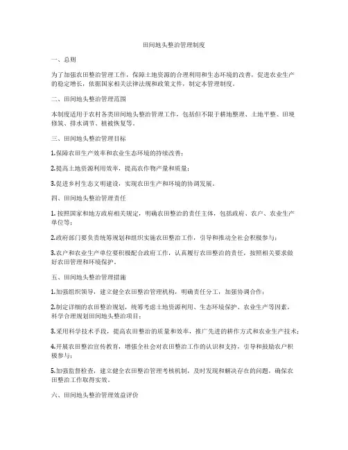 田间地头整治管理制度