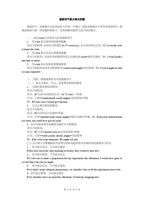 [高考英语]英语虚拟语气重点难点把握