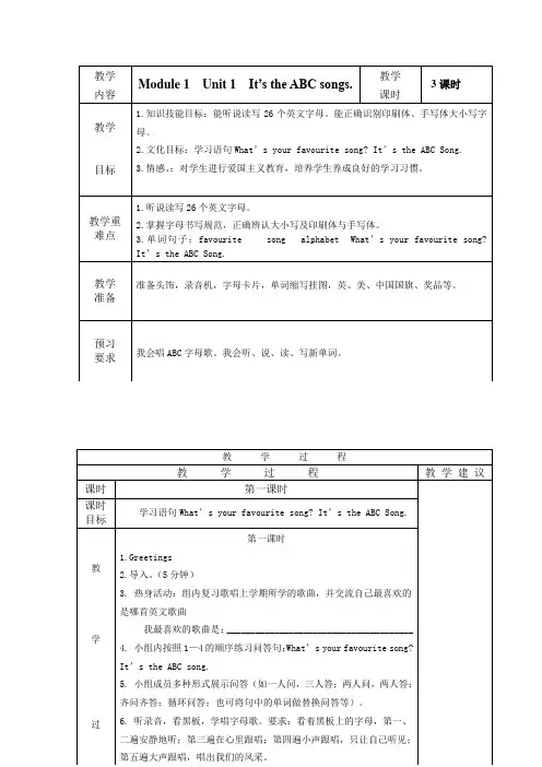 (完整版)外研版三年级下册英语教案
