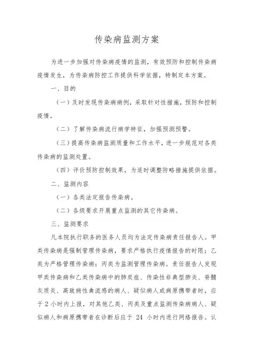 传染病监测方案