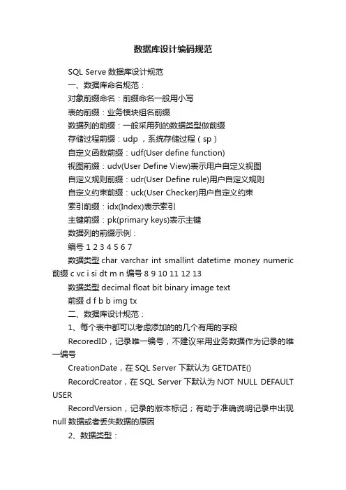 数据库设计编码规范