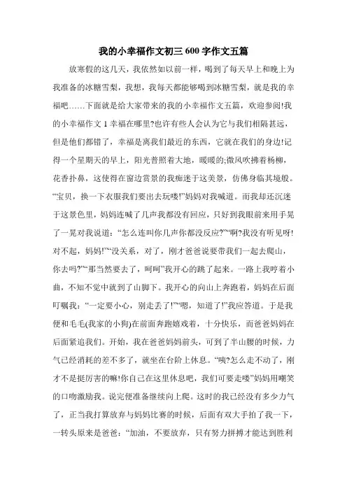 我的小幸福作文初三600字作文五篇