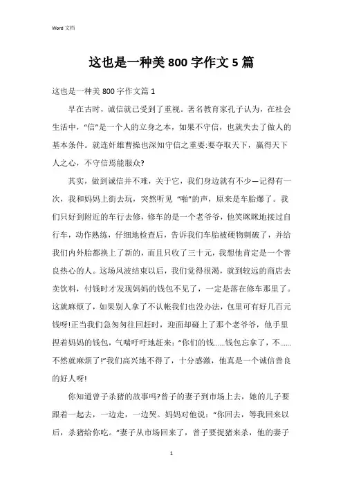 这也是一种美800字作文5篇