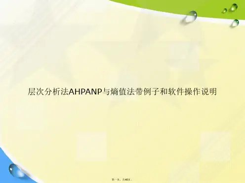 层次分析法AHPANP与熵值法带例子和软件操作说明讲课文档
