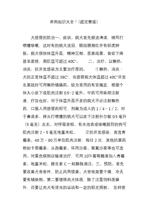 养狗知识大全!(超完整版)