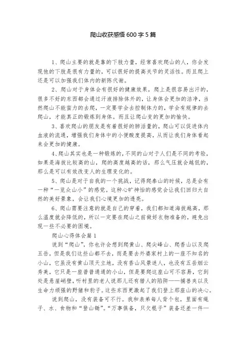 爬山收获感悟600字5篇
