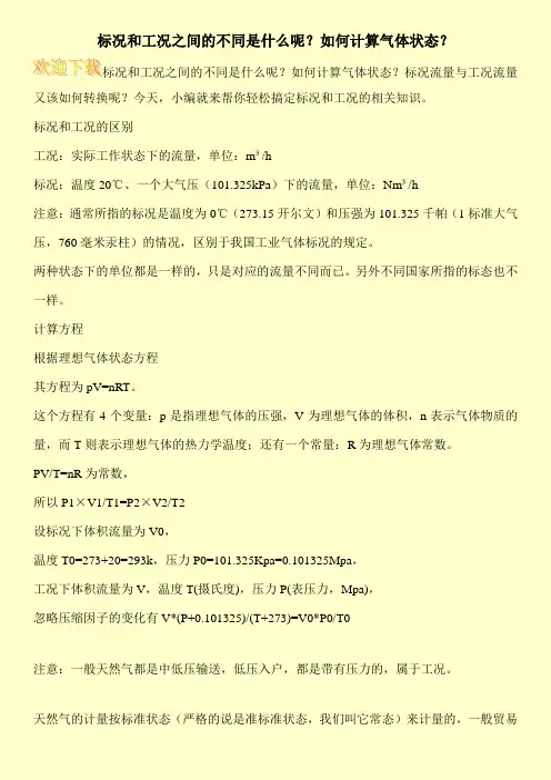 标况和工况之间的不同是什么呢？如何计算气体状态？