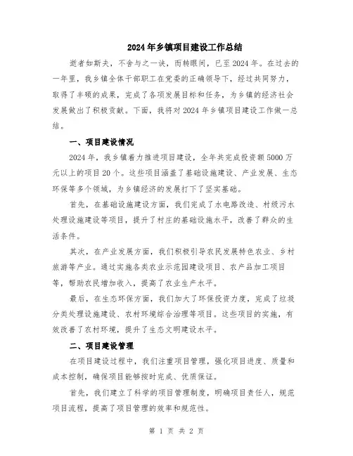 2024年乡镇项目建设工作总结