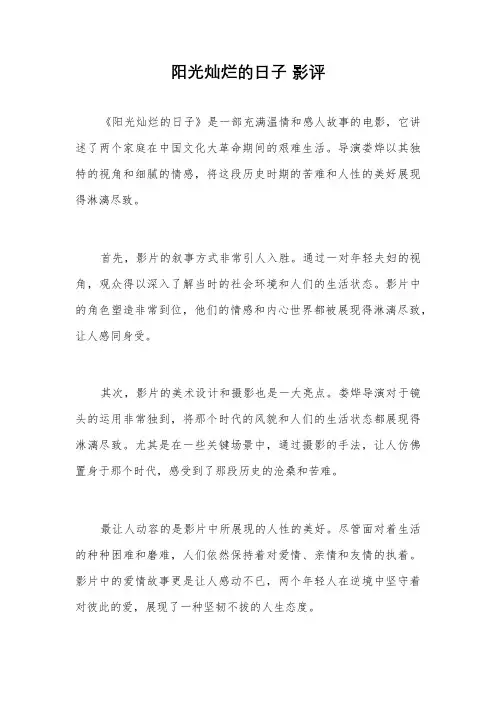 阳光灿烂的日子 影评