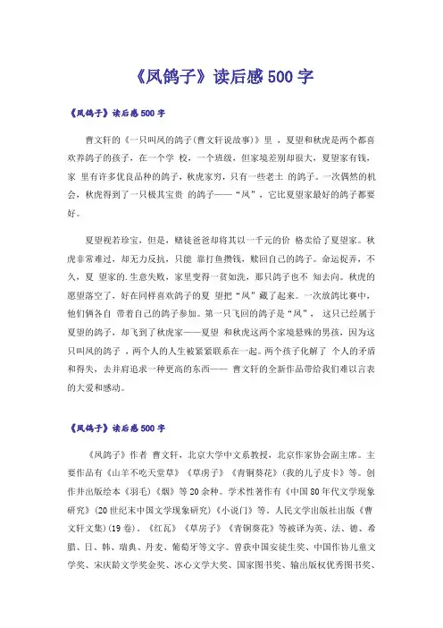 《凤鸽子》读后感500字