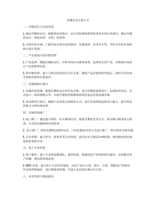 店铺运营方案大全