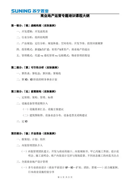 《商业地产运营专题培训》