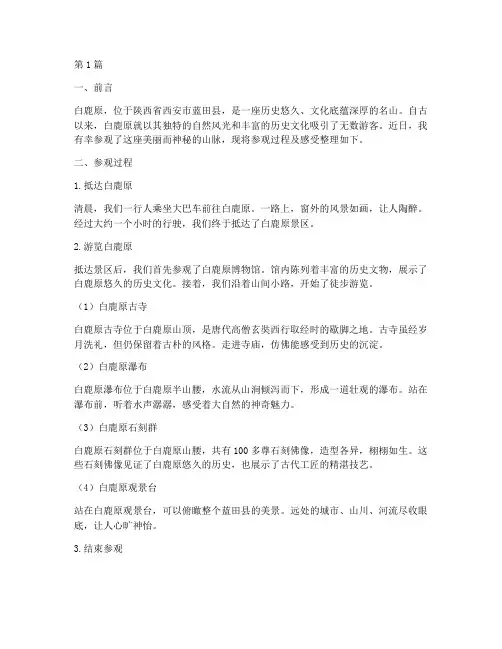 参观白鹿原的实践报告(2篇)