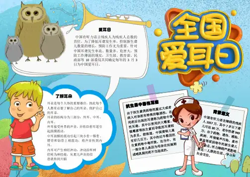 全国爱耳日听力手抄报电子小报word小报